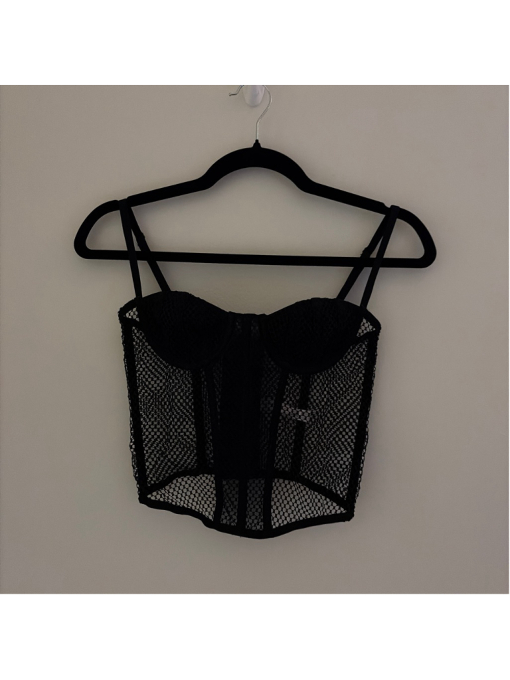 Women's Out From Under Black Mesh Corset Top S